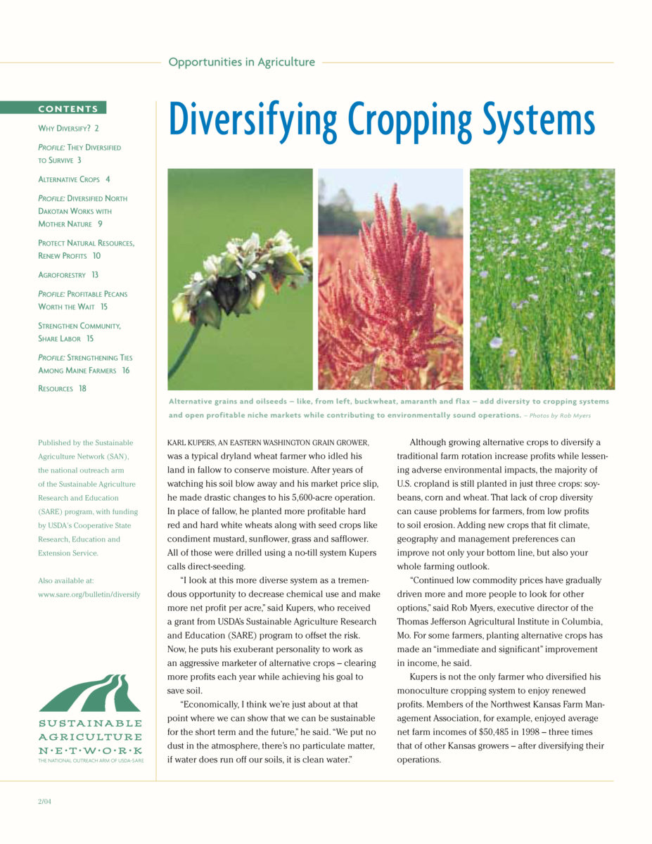 Diversifying Cropping Systems - SARE