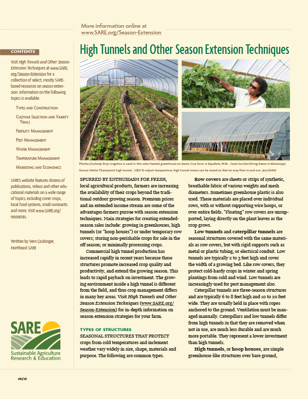 High Tunnels and Other Season Extension Techniques - SARE