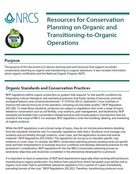 Resources For Conservation Planning On Organic And Transitioning-to ...