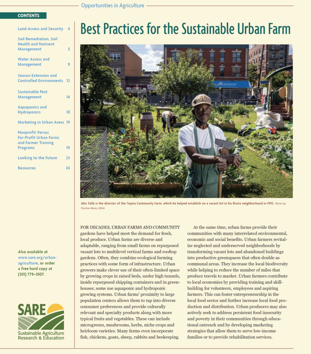 Best Practices For The Sustainable Urban Farm - SARE